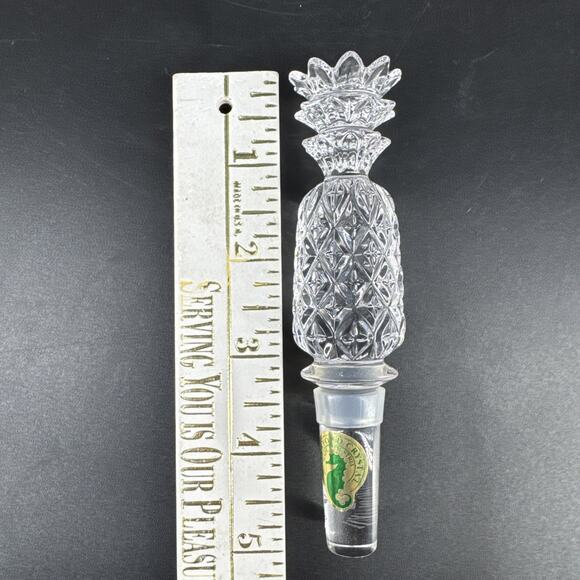 Waterford Crystal Wine Bottle Stopper, Pineapple Cut With Seahorse Sticker - Picture 8 of 9